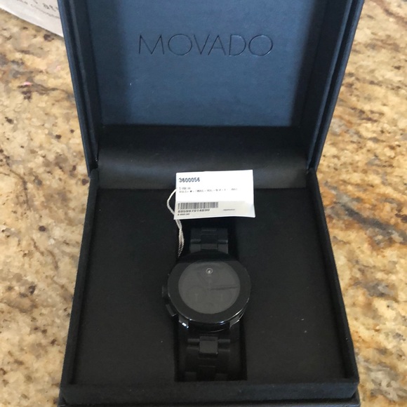 Movado watch. All black main image 4